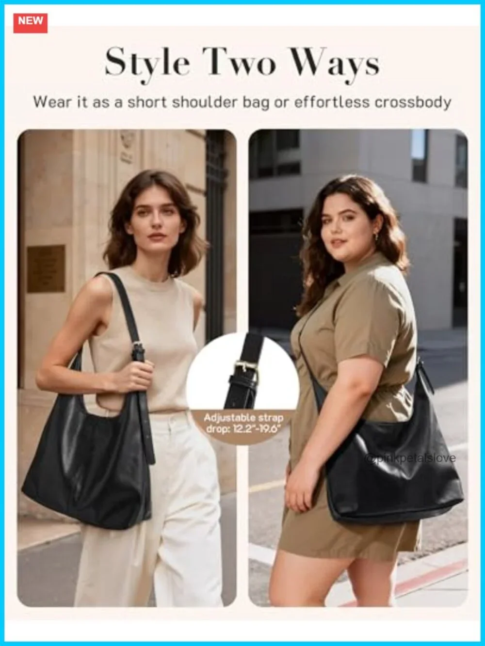 Soft Vegan Leather Hobo Bag with Pouch Shoulder Crossbody Tote